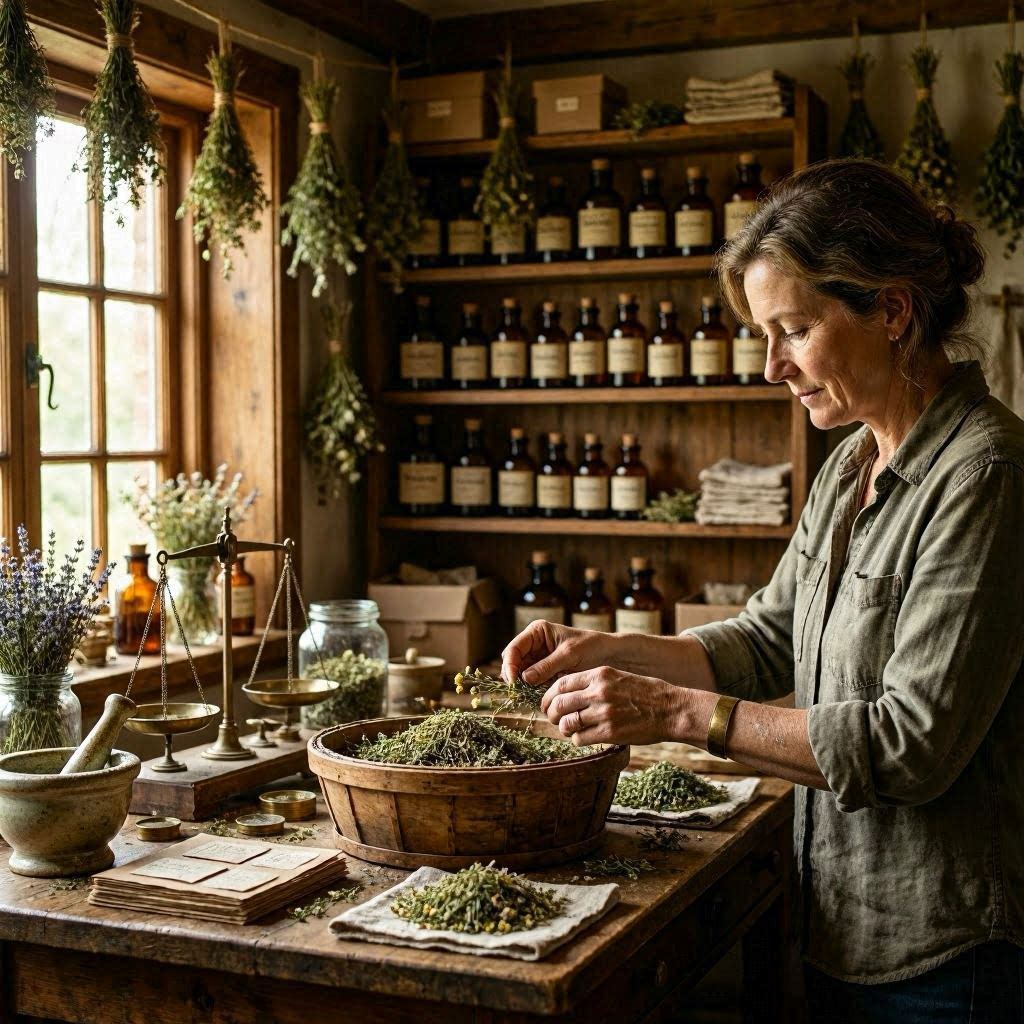 Artesana preparando extractos botánicos - Salud Naturalis